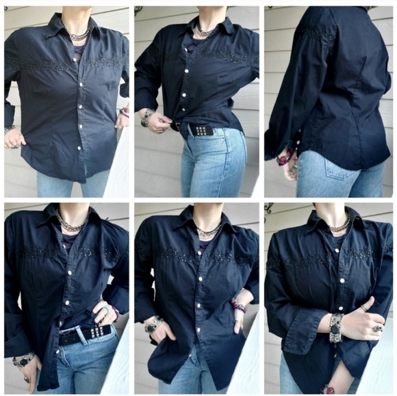 Vintage BILL BLASS Jeanswear Sequin Embroidered Casual Cotton Button-down - Picture 4 of 16